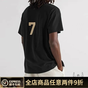 新款 fog fear of god 第七季主线宽松数字7植绒字母男女 短袖t恤