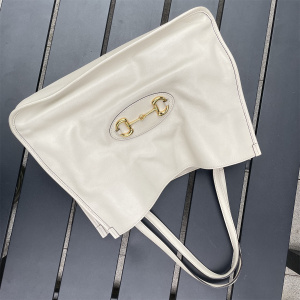 gucci古驰中古包1955马衔扣大号白色金扣牛皮托特包单肩包