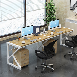 职员组合并排两三人单双人位电脑桌办公桌单排台式桌横连一体靠墙
