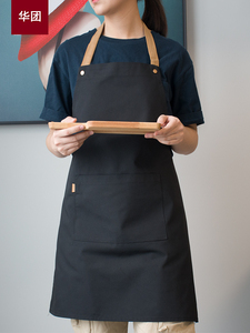 北欧帆布围裙时尚简约防水印字定制logo厨房餐厅工作室服务员男女