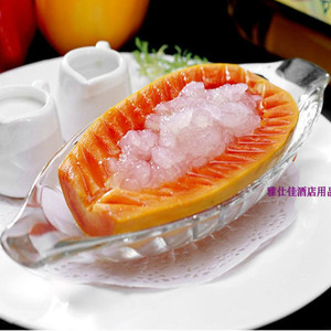 加厚透明玻璃香蕉船冰激凌杯冰淇淋碗雪糕球盘木瓜雪蛤甜品盘沙拉