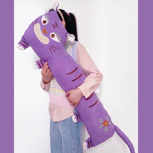 野兽派家居老虎抱枕新国潮紫色靠枕轻奢公仔网红女生陪睡礼物玩偶