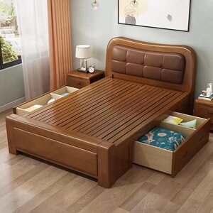 全实木床单人床1.2米家用1.35m白色一米二儿童1.5米公主小户型床