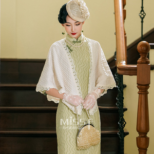 四小姐复古文艺秋冬百搭针织麻花旗袍披肩外搭斗篷开衫2022年新款