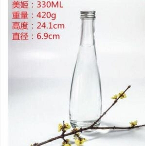 新款330ml500ml晶白料玻璃矿泉水饮料包装瓶果酒瓶可加工定制logo