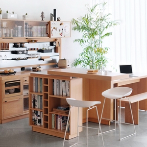 壹佰木 大黄蜂岛台 厨房餐厅实木吧台料理台餐桌一体餐边柜中岛台