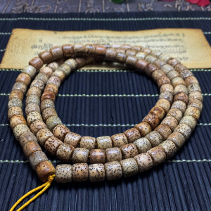 天成印度原生态星月菩提子108佛珠念珠9*8黄桶珠手工干磨藏式手串