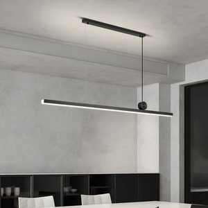 意式极简餐厅吊灯现代简约高端全铜黑色设计师吧台北欧长条饭厅灯