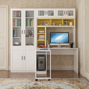 衣柜书桌柜电脑桌一体组合小户型卧室学生家用转角学习桌书柜书架