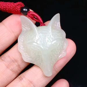 新疆和田玉白玉狐狸吊坠女天然玉石挂件玉坠男士玉佩项链挂坠玉器