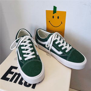 万斯女鞋oldskool帆布鞋绿色夏季板鞋50周年纪念款情侣布鞋百搭潮
