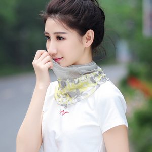 夏天遮脸防晒护颈桑蚕丝脖套女春秋真丝装饰围脖百搭小丝巾薄领子