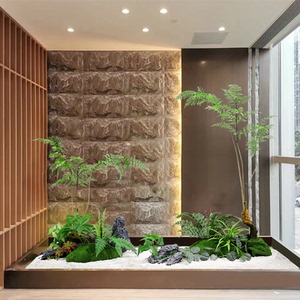 枯山水造景仿真绿植楼梯下大型假植物室内装饰橱窗仿生景观摆件