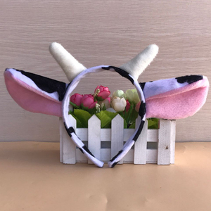 唯美20g六一动物头箍头饰发箍摄影道具聚会用品奶牛头饰带角奶牛