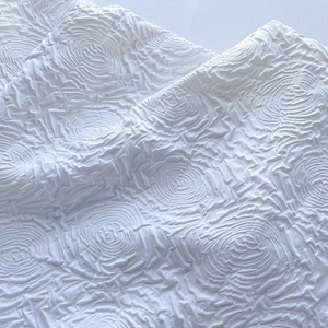 压花玫瑰布料黑白色线圈3d立体浮雕肌理连衣裙外套设计师面料廓形