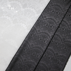 黑色蕾丝暗纹提花绸马面裙布料上袄汉服古风面料服装旗袍衬衫手工