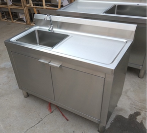 家用304不锈钢水池洗碗池单双池一体柜厨房柜式洗菜盆食堂消毒池