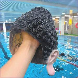 游泳男款泳帽抖音乳头套硅胶如来佛同款_弥勒佛假发头饰佛祖造型