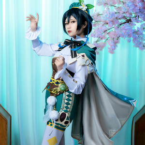 多心喵次原神cos服温迪cospaly蒙德风神巴巴托斯大码鞋子道具假发