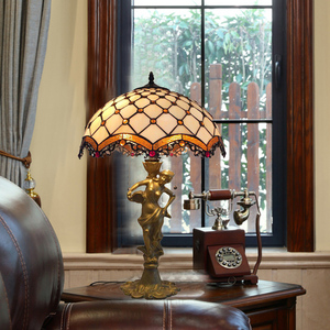 欧美式复古客厅沙发办公室彩色玻璃酒吧温馨创意书房仿古装饰台灯
