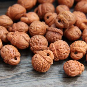 桃核福锁 福财锁 野生桃核长命锁 编制手链配件红绳手链