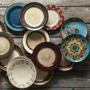 艺家陶瓷日式8英寸西餐盘牛排盘碟子盘子创意菜盘家用餐具釉下彩