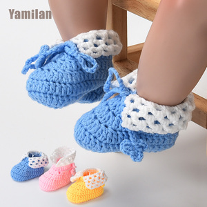 婴儿袜子0-3-6-12月宝宝袜子地板袜新生儿袜子春秋手工毛线鞋袜