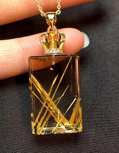 天然水晶巴西钛晶平安无事牌方牌吊坠项链挂件男女招财