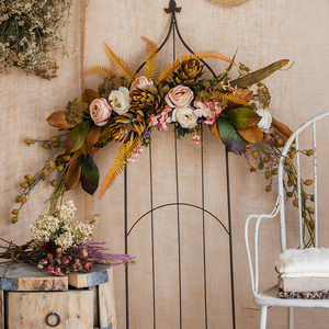 掬涵设计师仿真花套装壁挂花带干花网红花艺墙饰装饰橱窗布置绢花