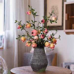 掬涵仿真花石榴果装饰摆件客厅玄关柿子果实假花多子多福寓意插花