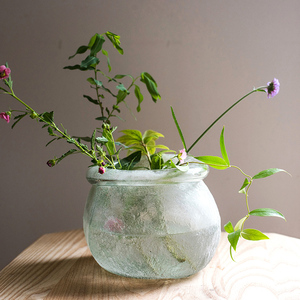 掬涵手工艺术玻璃器皿花瓶花器装饰摆件磨砂雾面北欧日式禅意