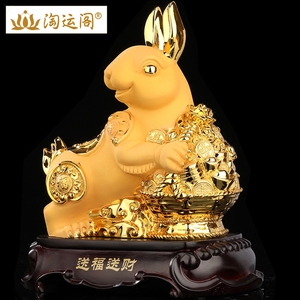小兔子摆件生肖兔形状饰品金兔饰物玉兔属兔吉祥物办公室礼品男女