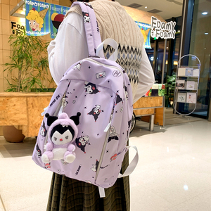 儿童春游双肩包库洛米印花背包中女小学生可爱帆布轻便书包一年级