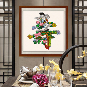 新款印花正品dmc十字绣客厅餐厅玄关现代中式祝寿老人寿比乾坤