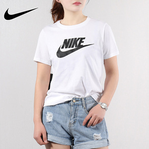 nike耐克白t恤女短袖2021夏季新款圆领宽松半袖运动服bv6170-100