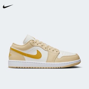 耐克板鞋女鞋秋冬Air Jordan 1 Low AJ1白黄低帮篮球鞋DC0774-170