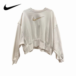 nike耐克卫衣女长袖套头衫2021冬季新款白色短款运动服do7212-030