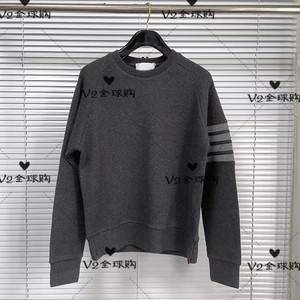 v2 thom browne代购22春款圆领套头四条杠华夫格休闲卫衣男女款