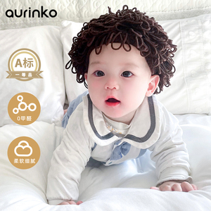 婴儿帽子冬款可爱宝宝爆炸头毛线帽超萌婴幼儿搞怪假发套头针织帽