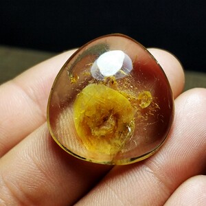 天然黄胶花异象水晶吊坠 全包裹黄胶花 胶花异象水晶挂坠水晶饰品