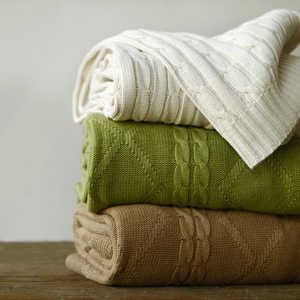 春夏全棉美式保暖针织盖毯加厚纯棉沙发毯子毛毯北欧航空毯午睡毯