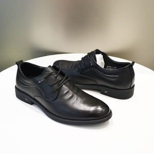 冰洁男鞋2022秋季新款真皮圆头平跟系带商务正装皮鞋职业鞋7762-2