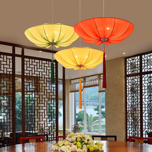 中式吊灯中国风海洋布艺飞碟仿古创意茶楼茶室餐厅饭店火锅店灯具