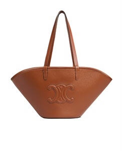 celine 思琳 焦糖棕色牛皮凯旋门徽标logo手提单肩托特购物包