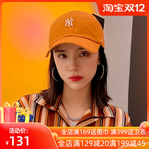 47brand橘色mlb帽子la小标软顶棒球帽女遮阳春秋防晒ny鸭舌帽男潮