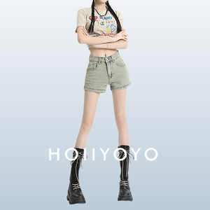 【打破讯号】HOII YOYO牛仔短裤女夏季弹力紧身设计辣妹超短热裤