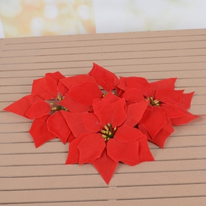 仿真花圣诞花一品红花朵红花头圣诞节室内装饰用花绢花假花干花