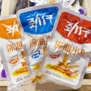 劲仔深海小鱼香辣酱汁麻辣卤香糖醋烧烤味小鱼干散称小包袋装500g