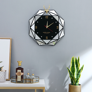 轻奢鹿头装饰墙上时钟简约时尚挂钟创意客厅家用挂墙挂表北欧钟表