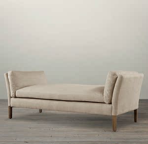 美式精选乡村米白色复古卧室床尾凳 欧式简约无靠背双人沙发躺椅